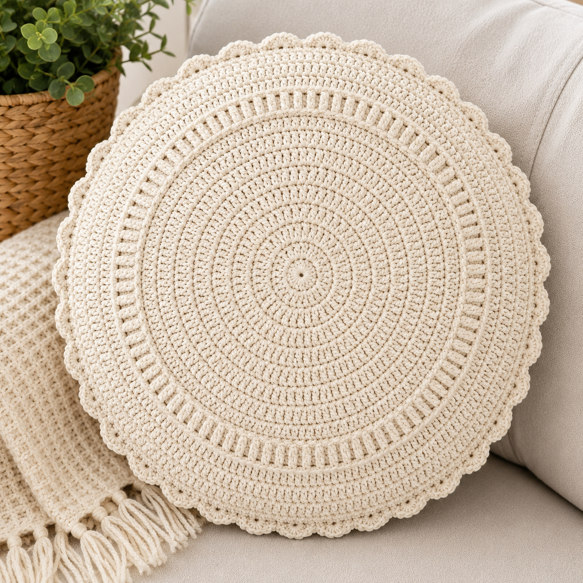 Classic Round Crochet Cushion Cover Pattern PDF | Crochet Cushion Pattern | Round Pillow Cover | Home Decor Crochet Pattern | Beginner