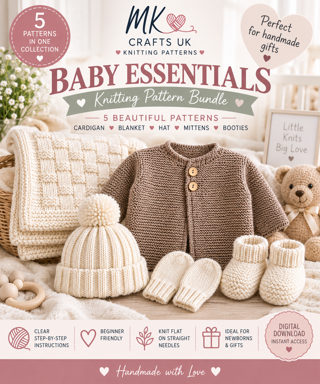 Baby Knitting Pattern Bundle – 5 Baby Essentials Patterns