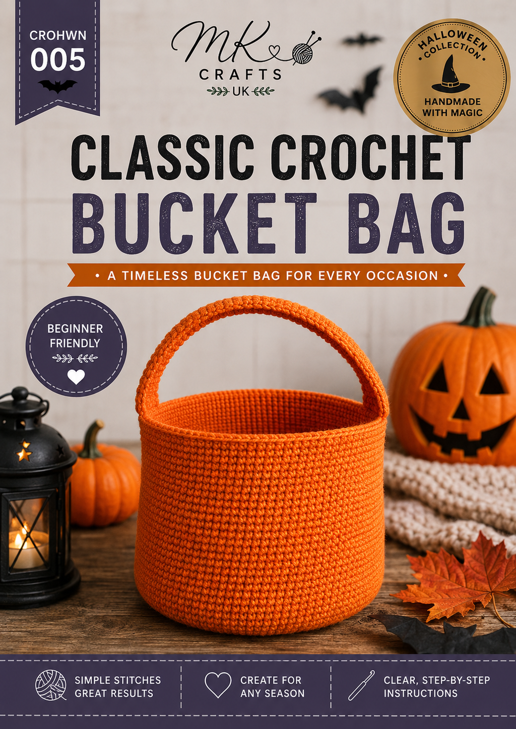 Crochet Halloween Bucket Bag Pattern | Beginner Trick or Treat Basket