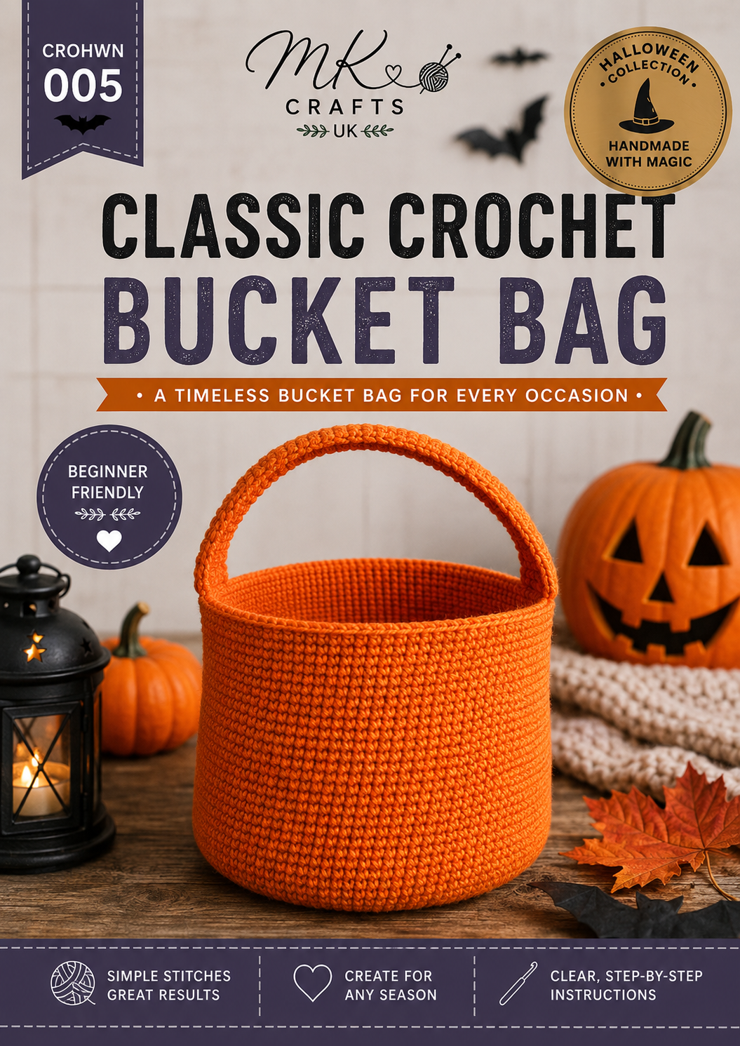 Crochet Halloween Bucket Bag Pattern | Beginner Trick or Treat Basket