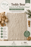 Teddy Bear Knit & Purl Blanket Panel Knitting Pattern PDF | Baby Blanket Pattern | Nursery Knit | Teddy Bear Blanket | Instant Download