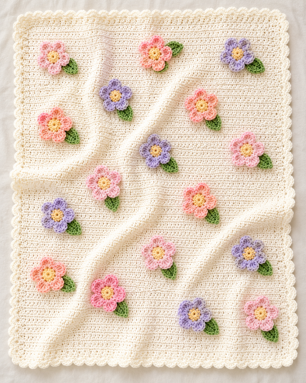 Flower Garden Crochet Baby Blanket Pattern PDF | Crochet Baby Blanket | Floral Baby Blanket Pattern | Beginner Crochet Pattern