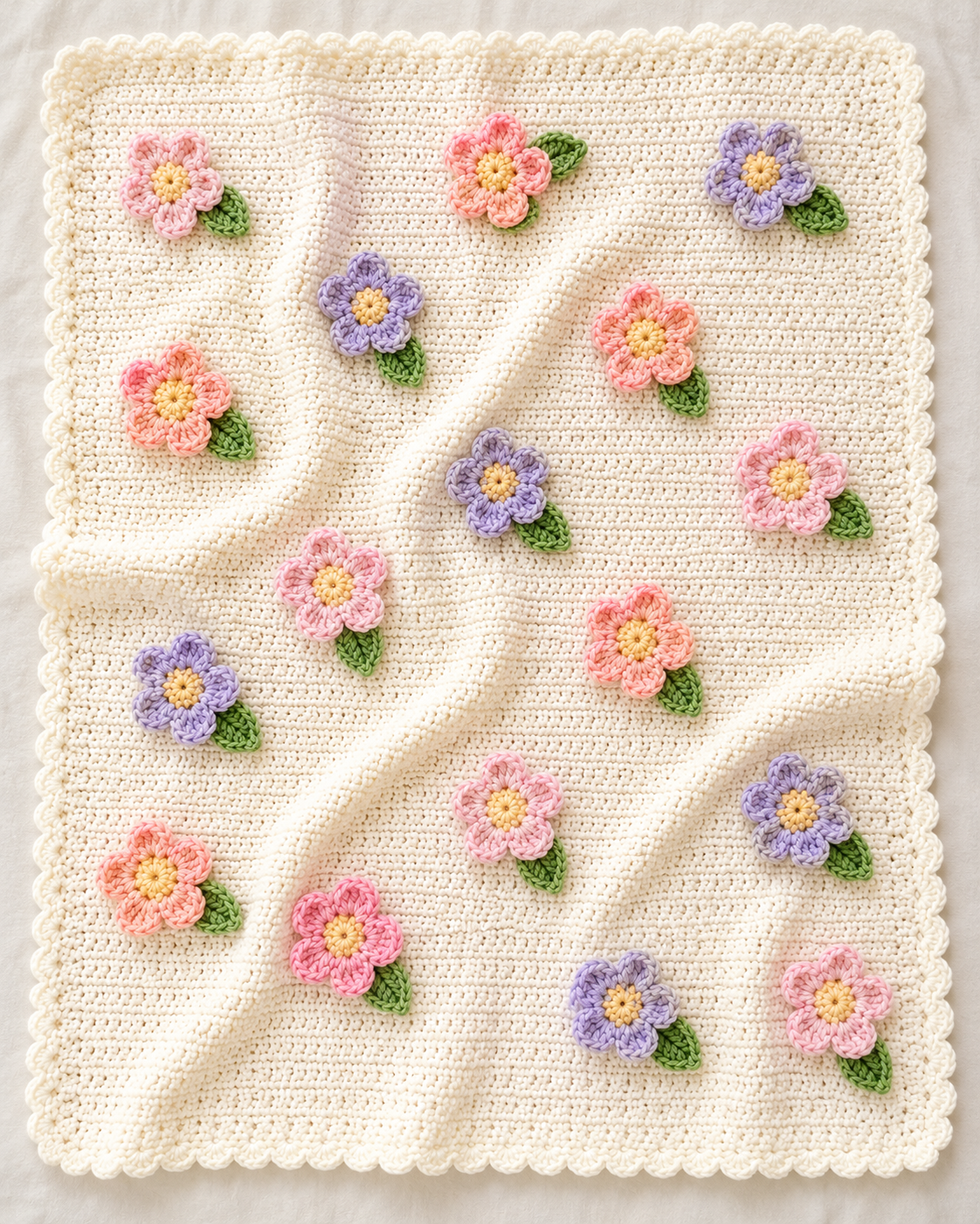 Flower Garden Crochet Baby Blanket Pattern PDF | Crochet Baby Blanket | Floral Baby Blanket Pattern | Beginner Crochet Pattern