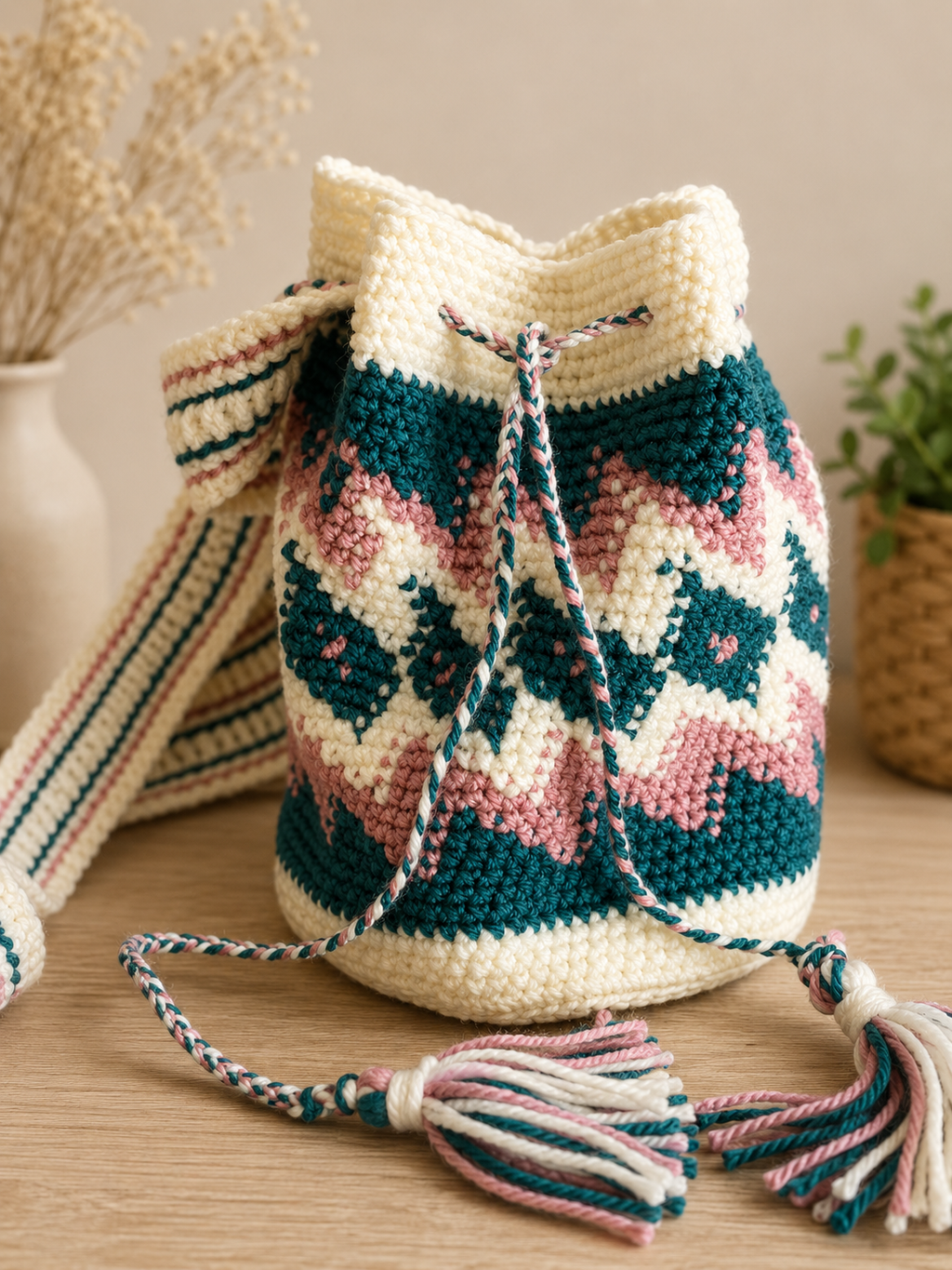 Crochet Mochila Bag Pattern PDF | Boho Crossbody Bag Crochet Pattern | Drawstring Bucket Bag Tutorial | Beginner Friendly Crochet Pattern