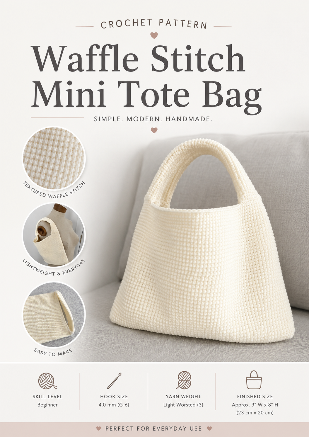 Waffle Stitch Handbag Pattern