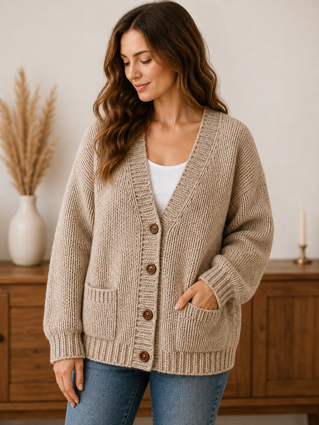 Intermediate Knit Cardigan Pattern, Shaped Fit Sweater, Knitting Pattern PDF, Classic Button Cardigan, Knit Sweater XS–XL