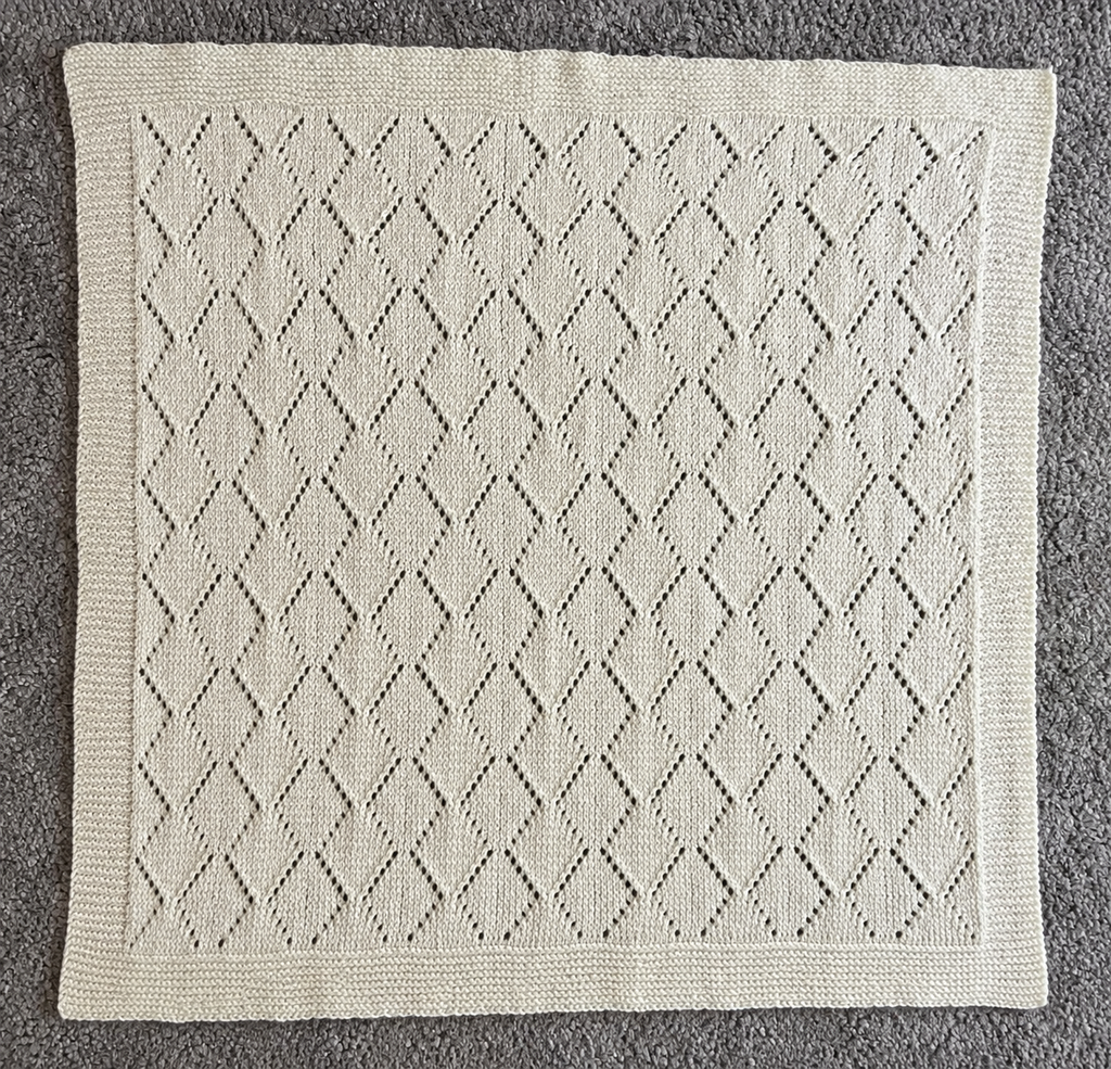 Diamond Eyelet Baby Blanket Knitting Pattern – DK Yarn – BLNKT 011