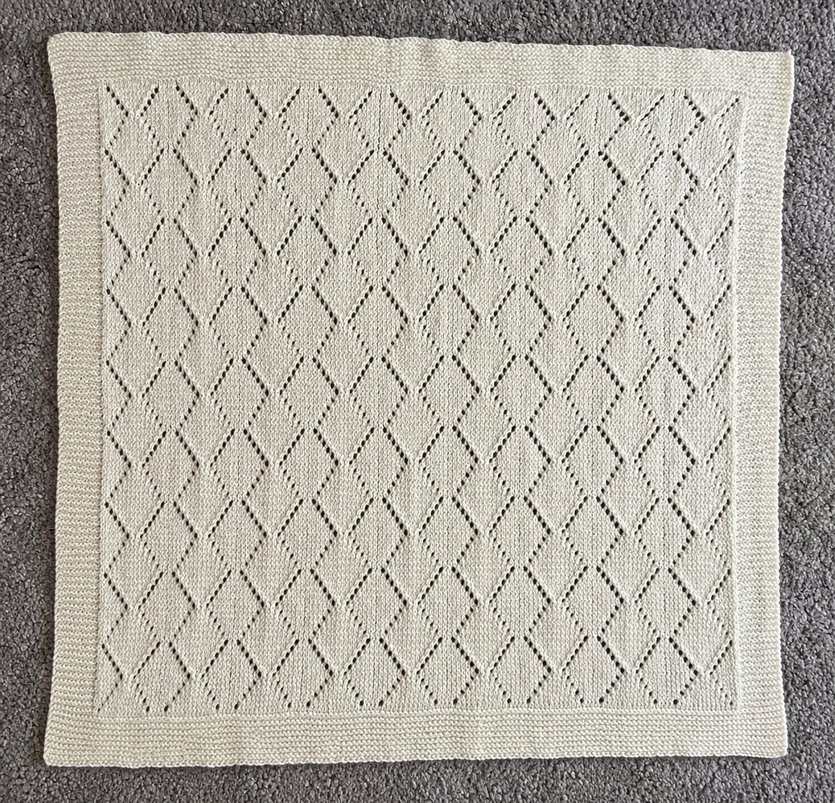 Diamond Eyelet Baby Blanket Knitting Pattern – DK Yarn – BLNKT 011