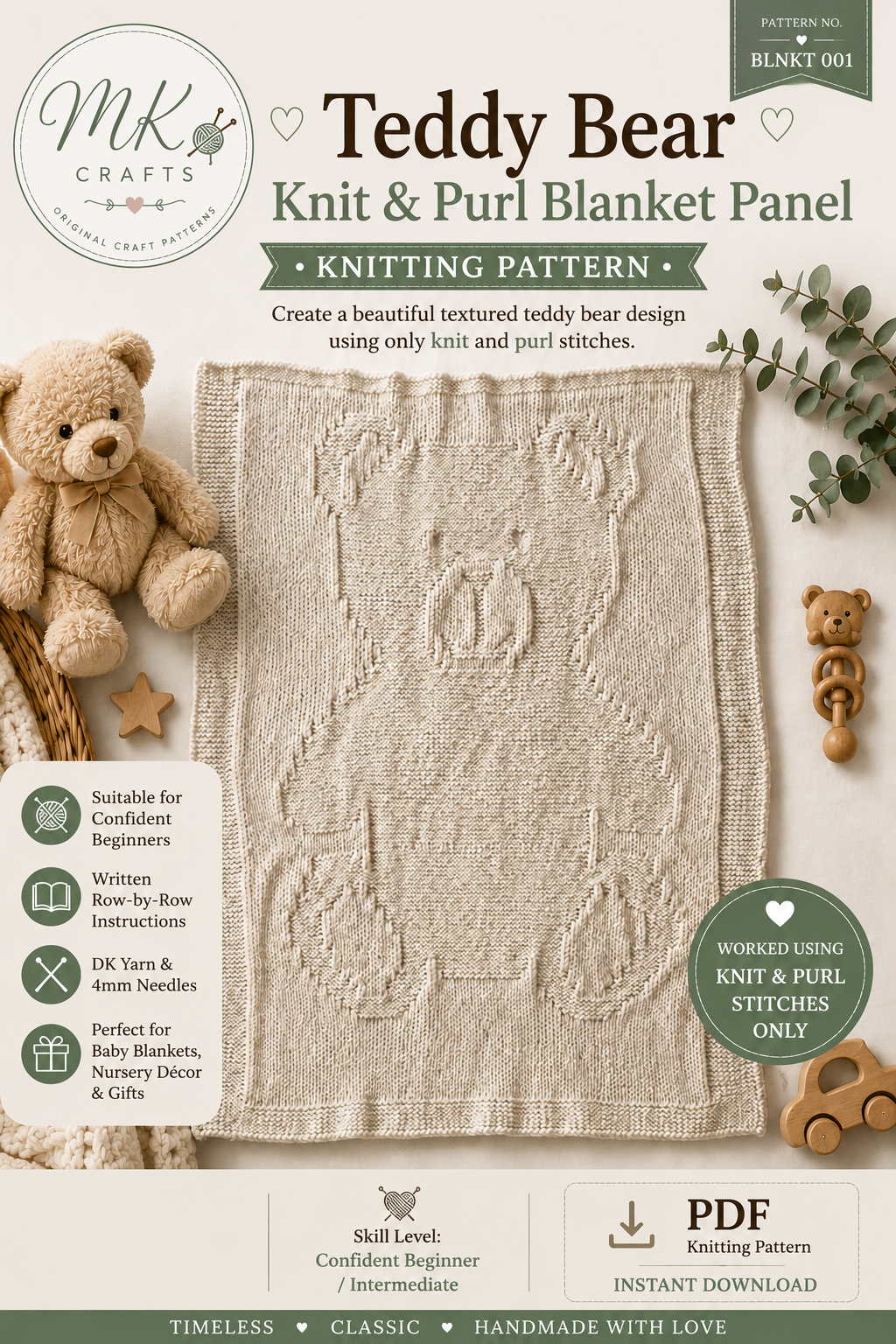 Blanket Collection Knitting Pattern Bundle | 4 Baby Blanket Patterns | Beginner | DK Yarn | Instant PDF Download
