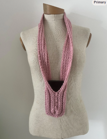 Hands-Free Mobile Phone Holder Necklace Knitting Pattern | Easy Beginner PDF | DK Yarn | Knit Phone Pouch | Digital Download