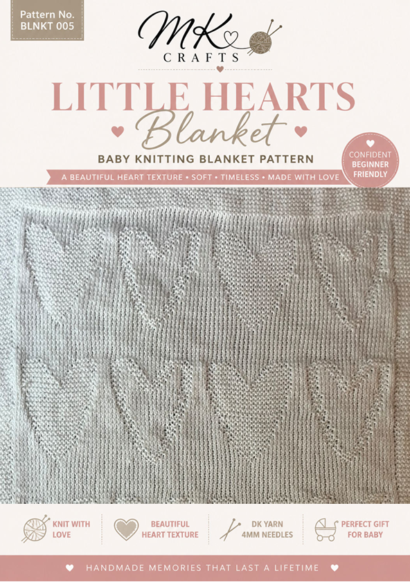 Little Hearts Baby Blanket Knitting Pattern PDF | Confident Beginner Knit | DK Yarn | Textured Heart Blanket | Instant Download