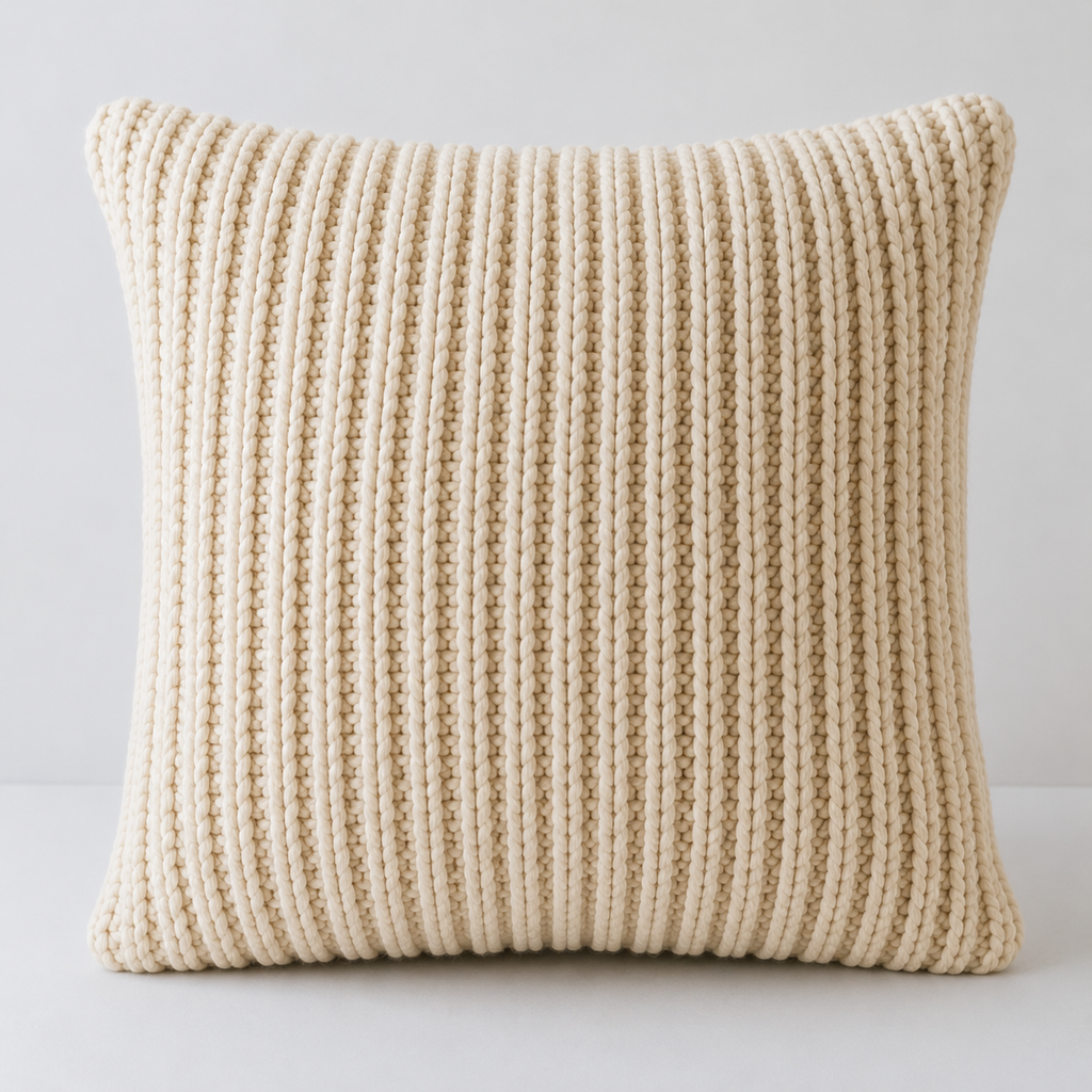 Ribbed Cushion Cover Knitting Pattern PDF | Easy Knit Pillow Cover | Envelope Back Cushion Pattern | Modern Home Decor | 40cm x 40cm