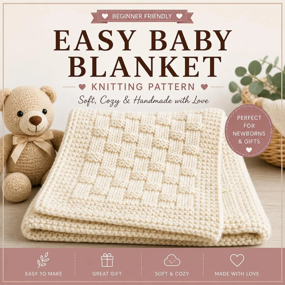 Baby Knitting Pattern Bundle – 5 Baby Essentials Patterns