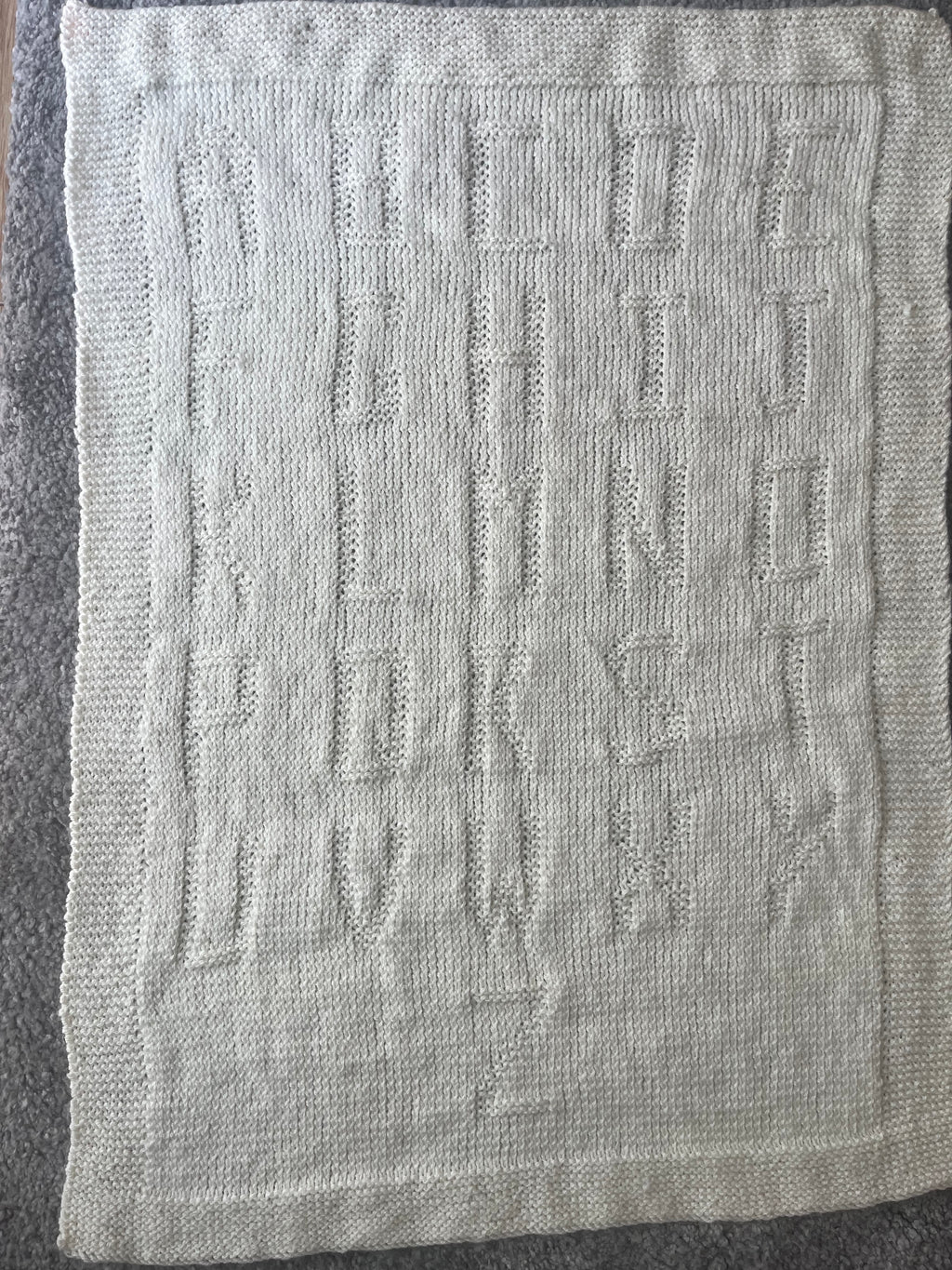ABC Alphabet Knit & Purl Baby Blanket Knitting Pattern PDF | Easy Baby Blanket | Nursery Blanket | ABC Blanket | Digital Download