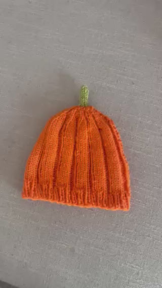 🎃 Knitted Pumpkin Baby Hat Pattern – 5 Sizes | Halloween & Autumn Knitting Pattern